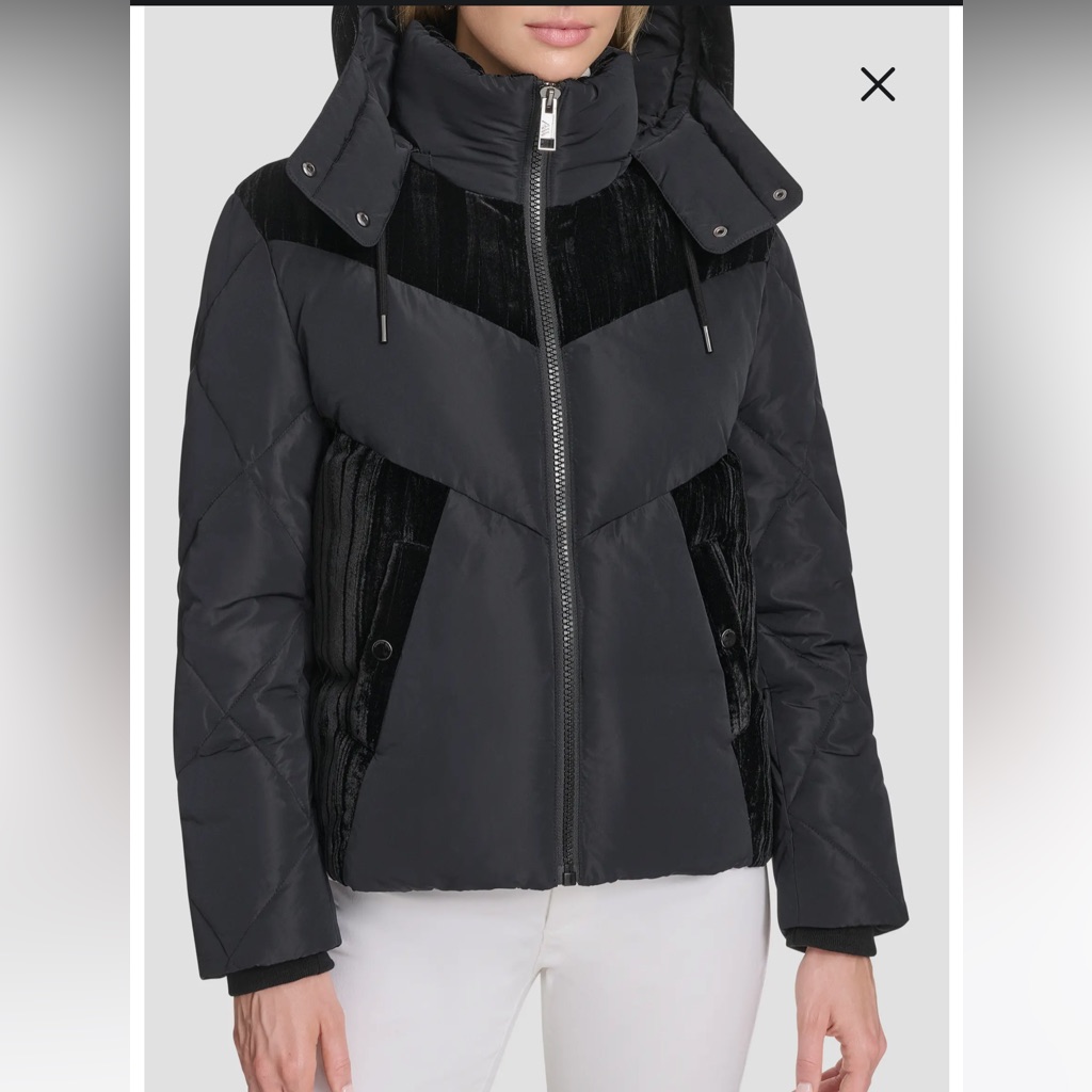 Andrew Marc Women’s Tayte Mixed Media Hooded Puffer Jacket
